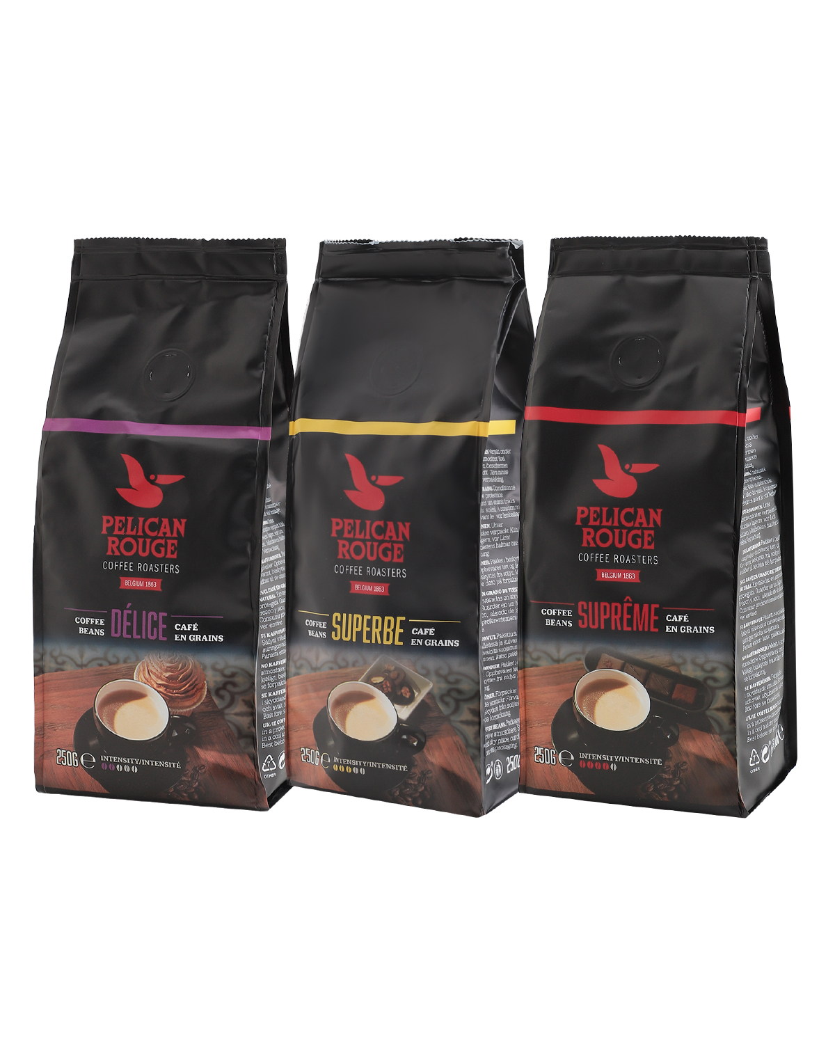 картинка Кофе в зернах PELICAN ROUGE "DELICE", "SUPREME","SUPERBE" UTZ набор из 3 шт. по 250 г 