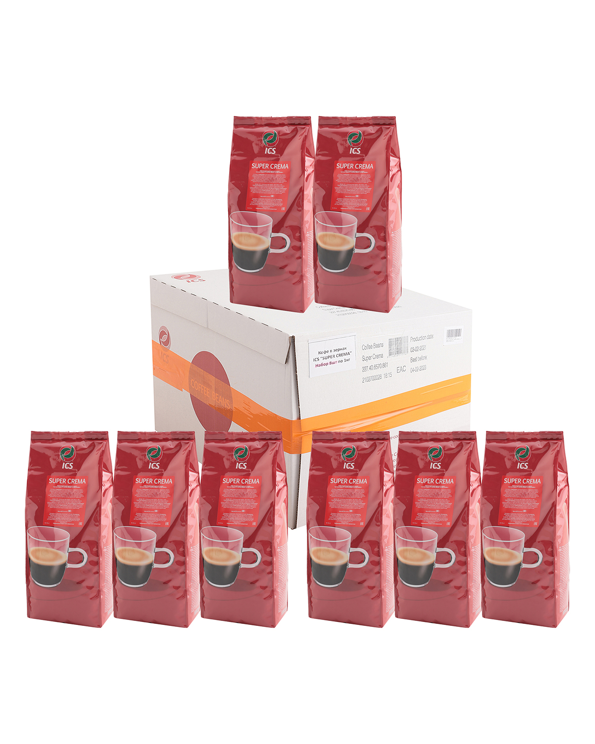 картинка Кофе в зернах ICS "SUPER CREMA" (A-75) TO Кр-4/5 1000 г по 8 шт. 
