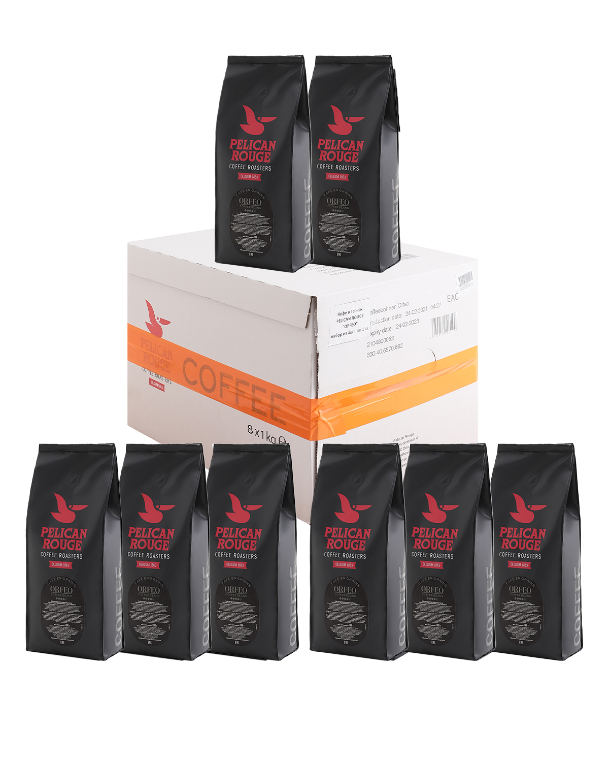 Кофе в зёрнах PELICAN ROUGE "ORFEO" набор из 8 шт по 1 кг