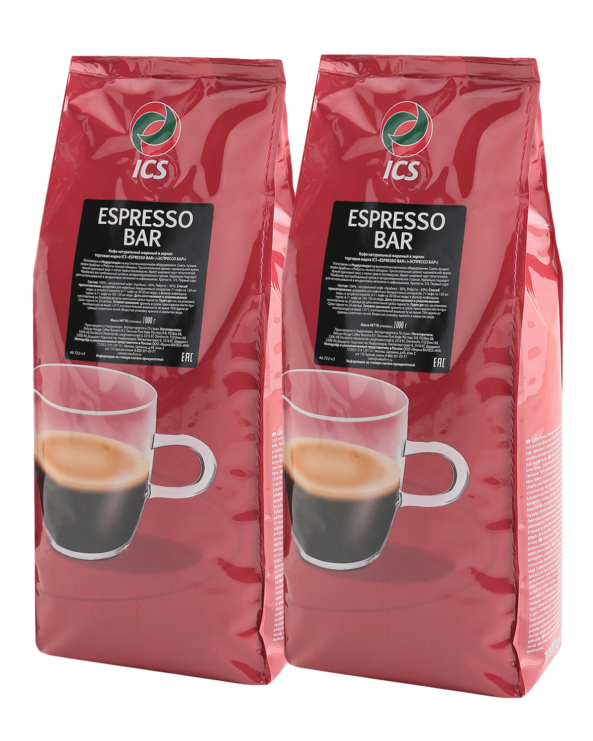 картинка Кофе в зернах ICS "ESPRESSO BAR" (A-60) TO Кр-3/5 1000 г по 2 шт 