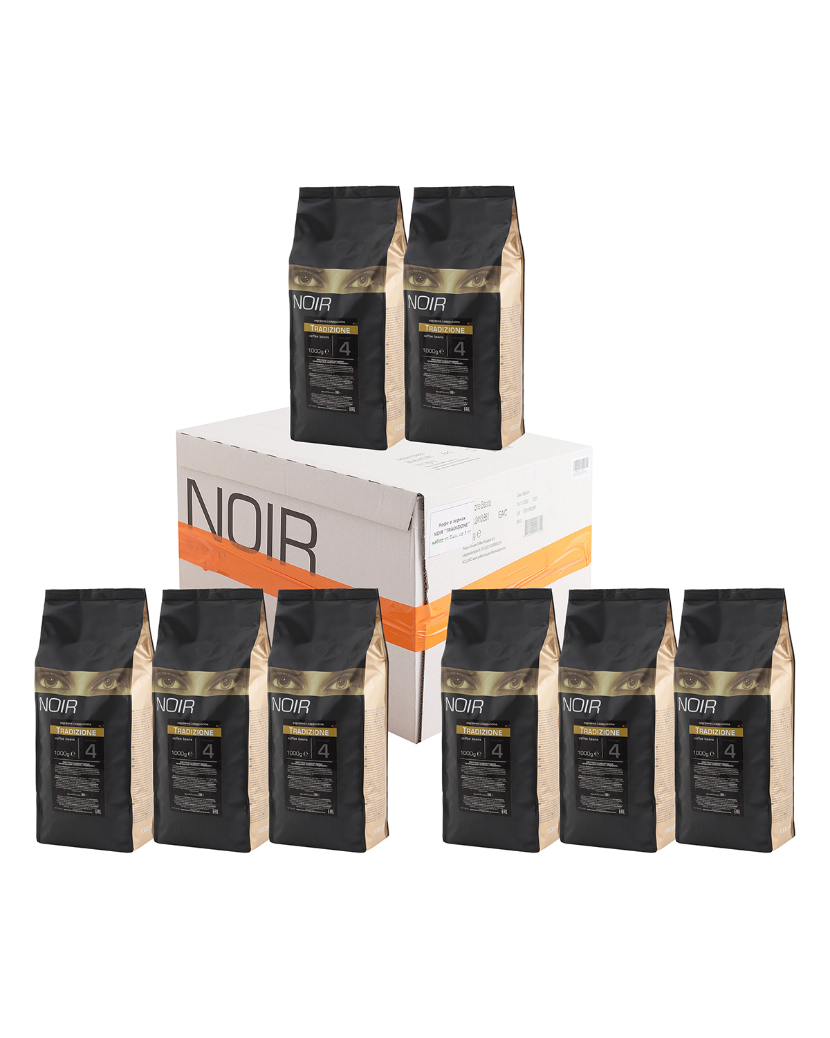 Кофе в зернах NOIR "TRADIZIONE" (30% А ) набор из 8 шт по 1 кг