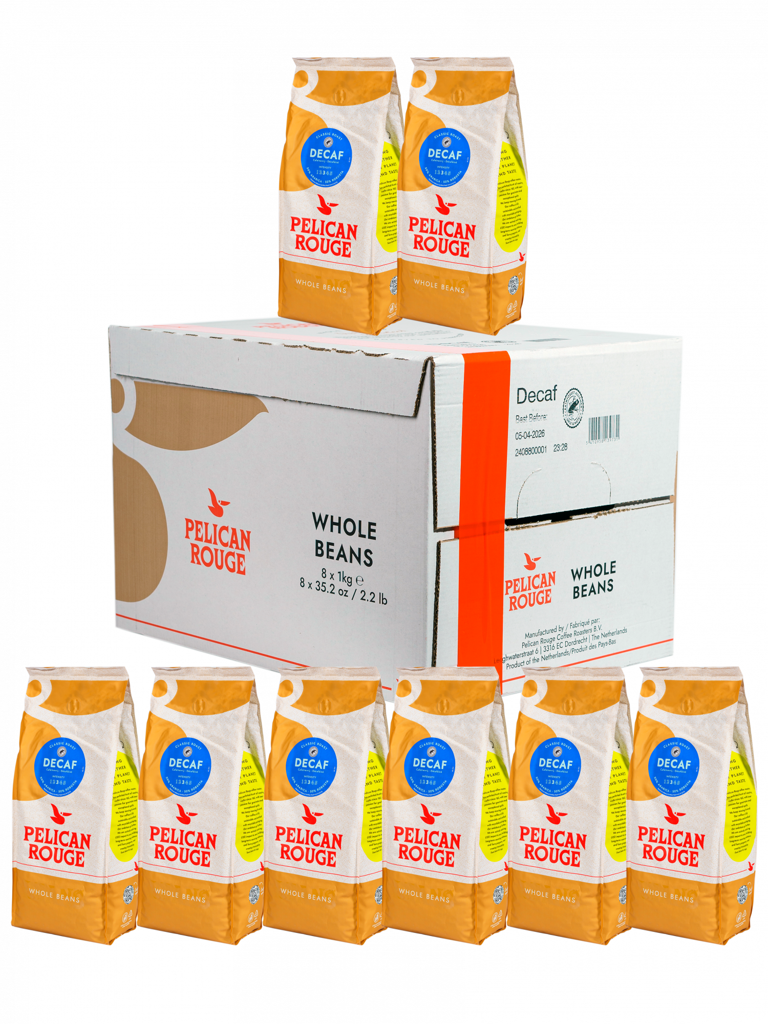 Кофе в зёрнах PELICAN ROUGE "DECAF" (А-50) набор из 8 шт по 1 кг