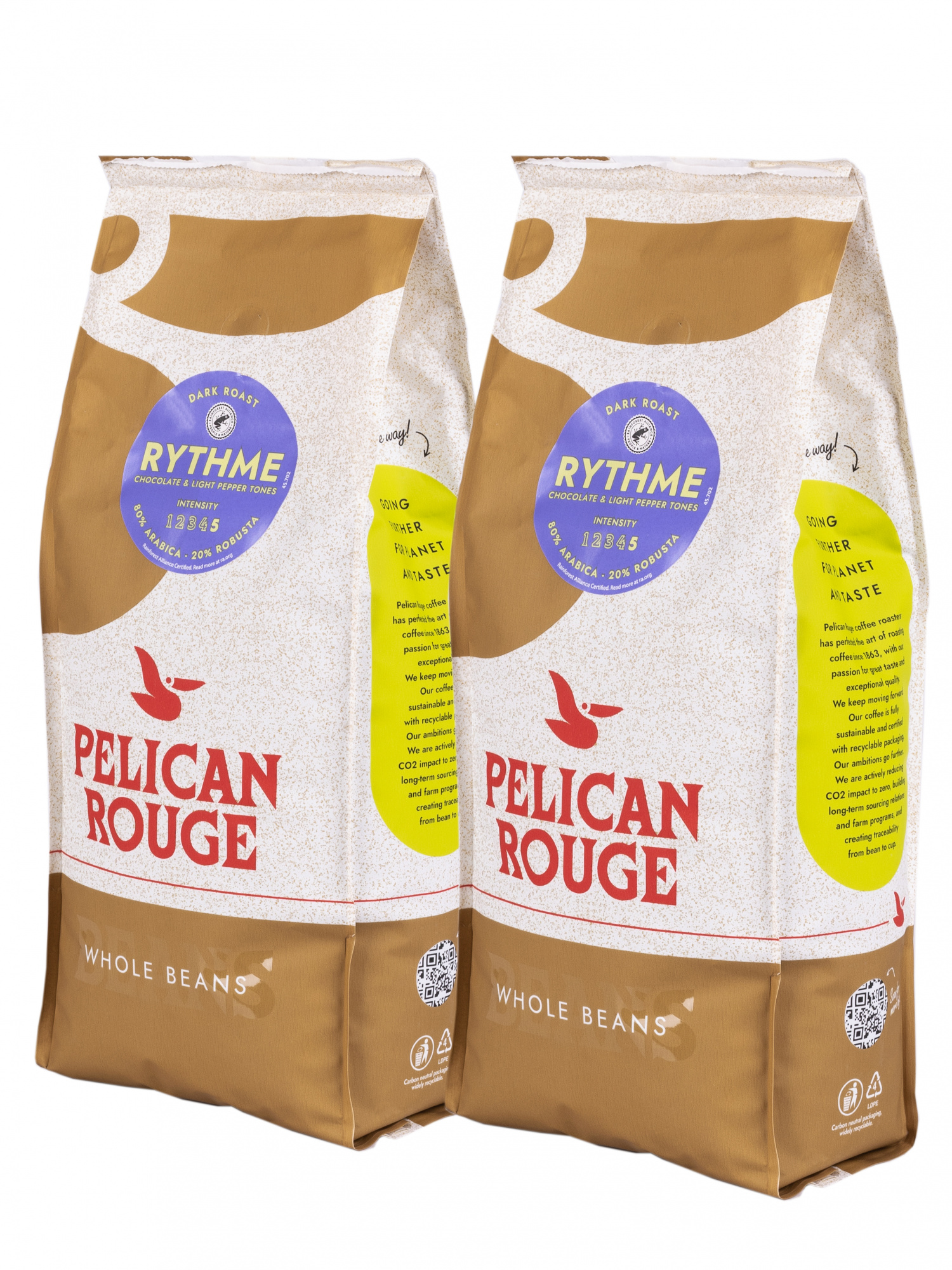 Кофе в зёрнах PELICAN ROUGE "RYTHME" (А-80) набор из 2 шт по 1 кг