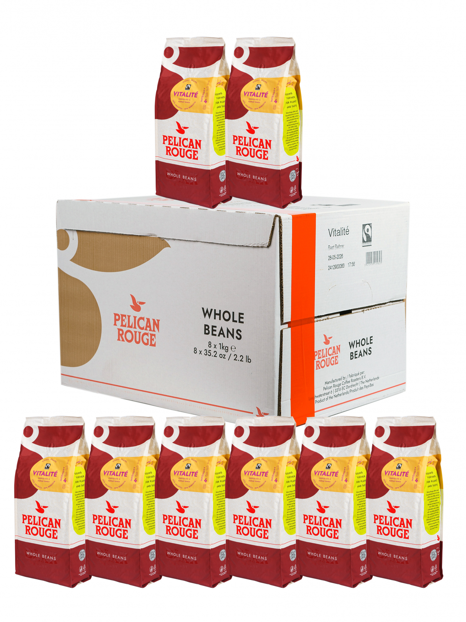 Кофе в зёрнах PELICAN ROUGE "VITALITE" (А-70) набор из 8 шт по 1 кг